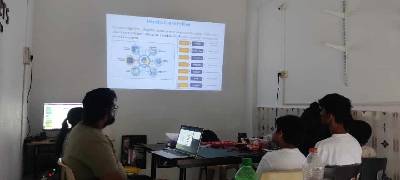 A live Python class in session at the YuvaCoders lab